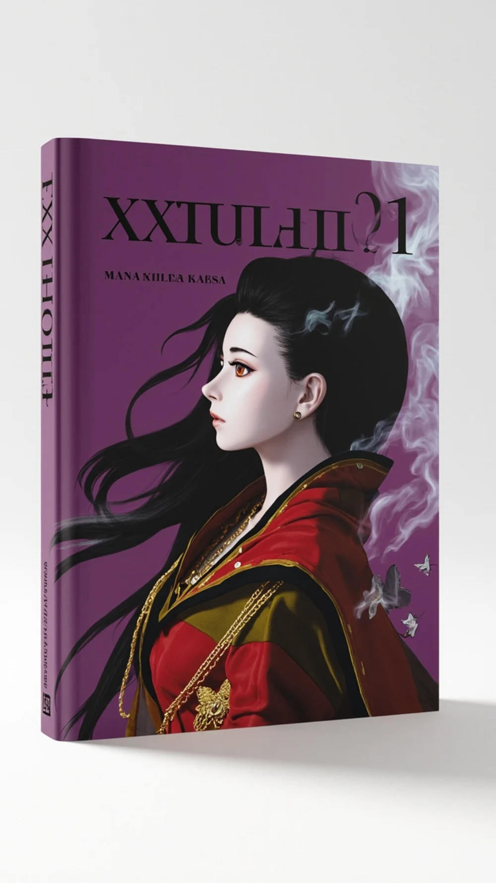 Mockup do livro xxxHOLiC Vol. 01 — CLAMP Premium Collection apoiado sobre mesa de madeira escura, em ângulo 3D que mostra capa, lombada e a textura do papel couché